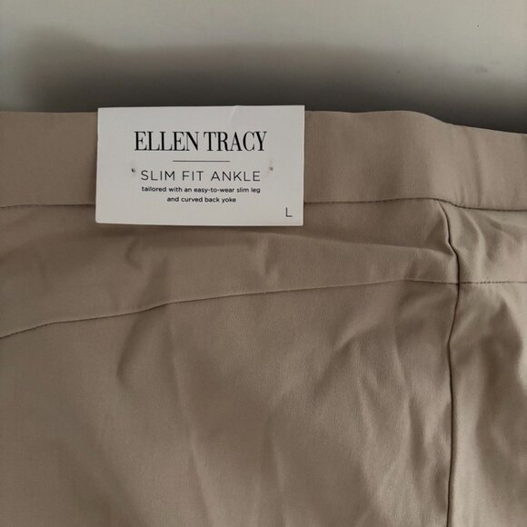 Ellen Tracy slim fit ankle pants - beige - large - brand new! - Picture 5 of 5
